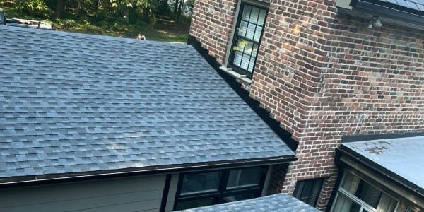 New roof replacement on large brick home